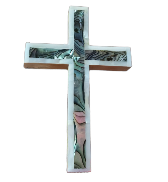 12 cm Mother of Pearl e Olive Wood Cross