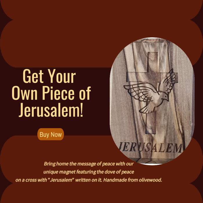 Jerusalem Peace Dove und Cross Olivholzmagnete