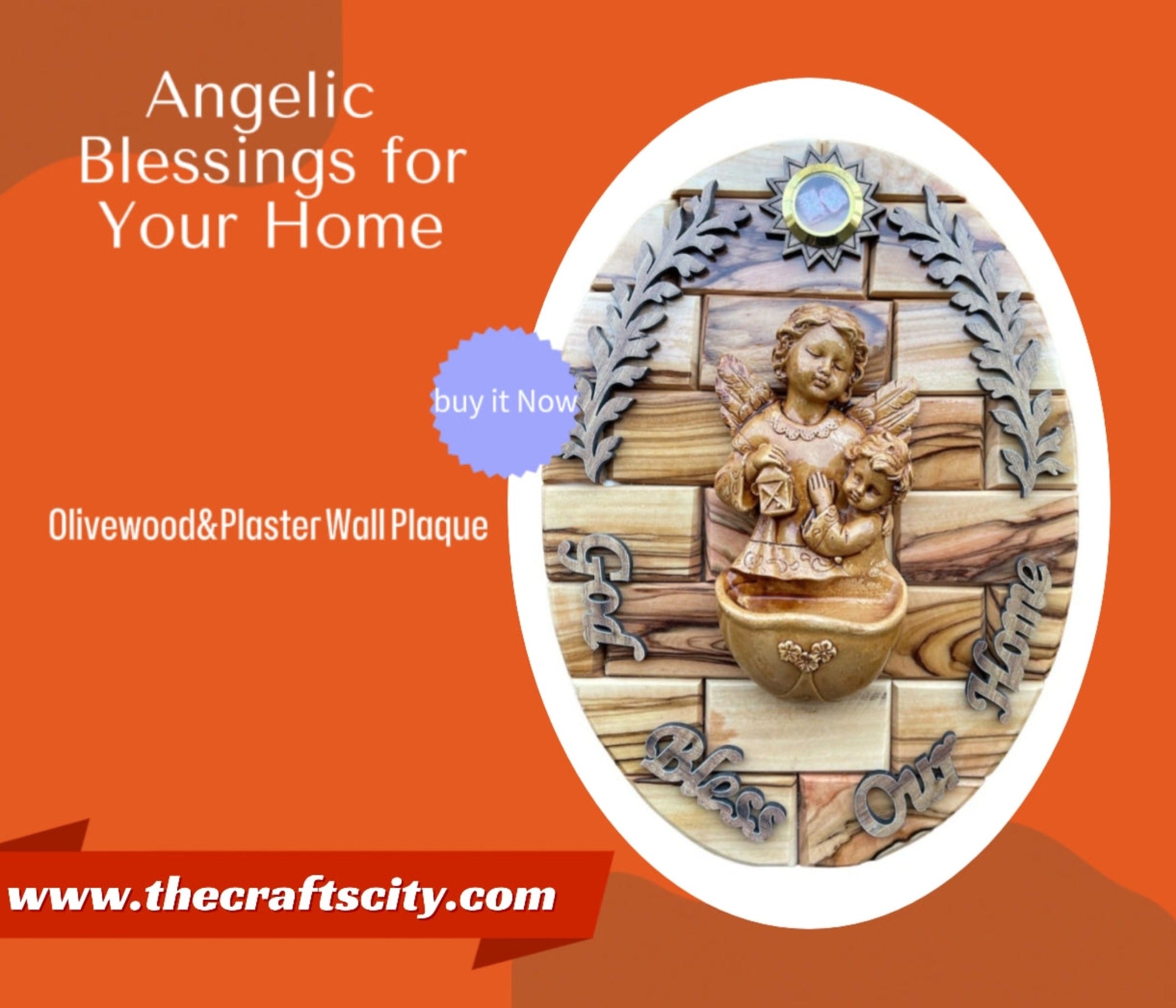Divine Wings: Angelic Blessings for Your Home”Olivewood & Plaster