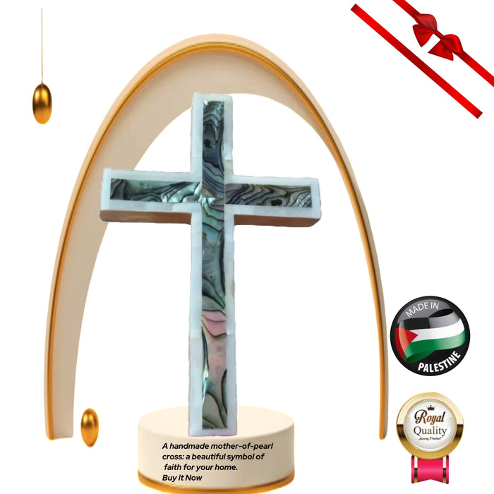 12 cm Mother of Pearl e Olive Wood Cross