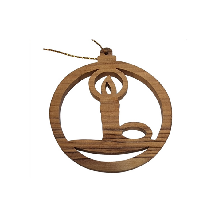 Christmas wood ornament in shape of a candle 