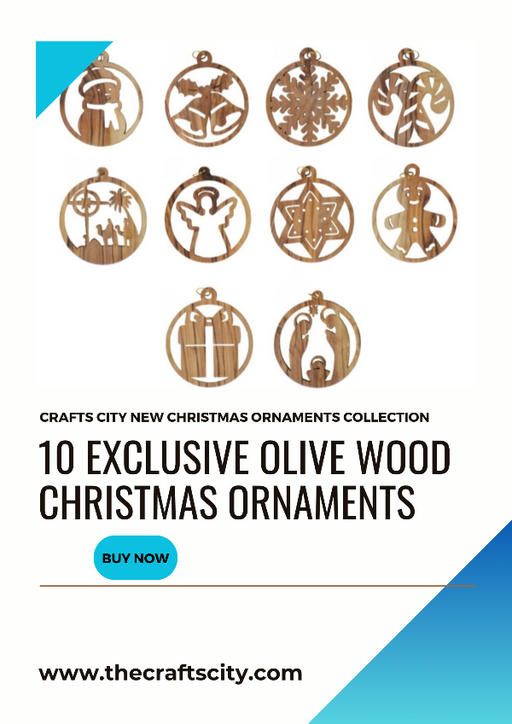 Designs and Sizes of Christmas wood Ornaments and a Packed Nativity Scene
