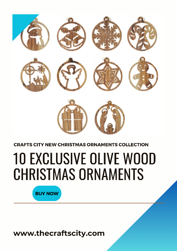 Designs and Sizes of Christmas wood Ornaments and a Packed Nativity Scene