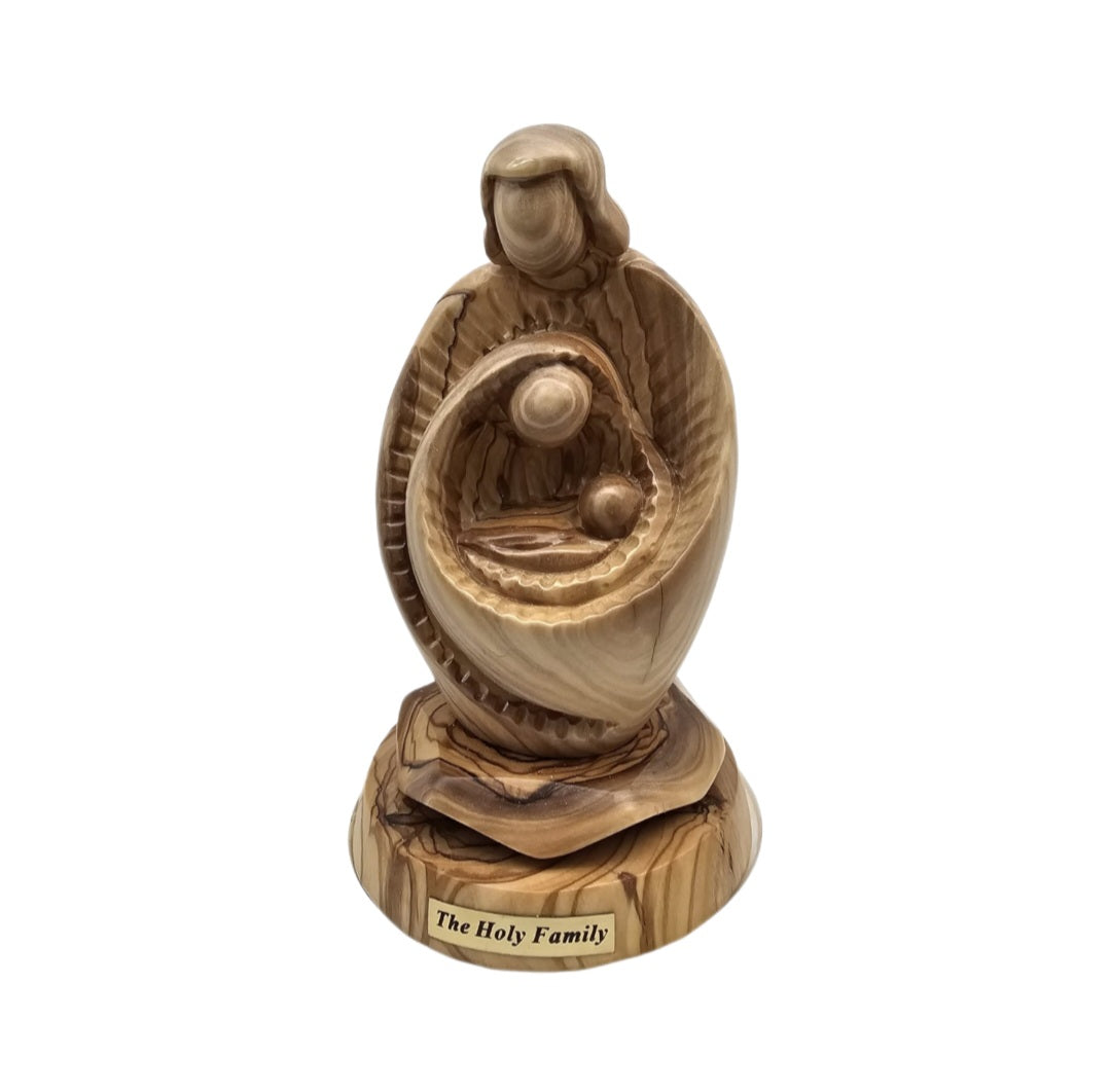  Faceless Olive Wood Abstract Carving of the Holy Family