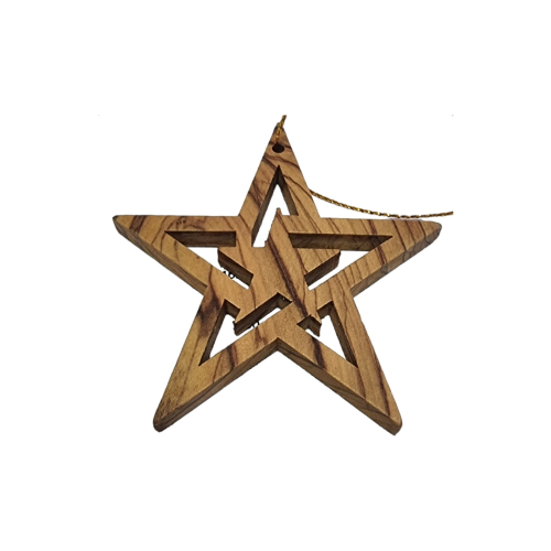 Olive wood christmas ornament from Bethlehem in shape of star