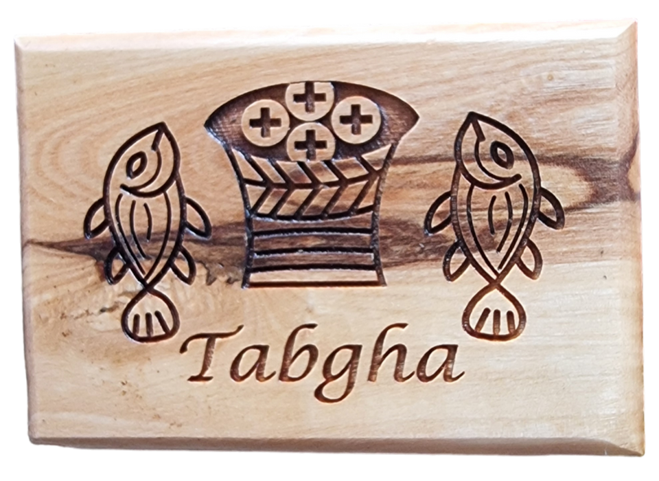 Pane e pesce benedetti - magnete frigorifero in legno di oliva