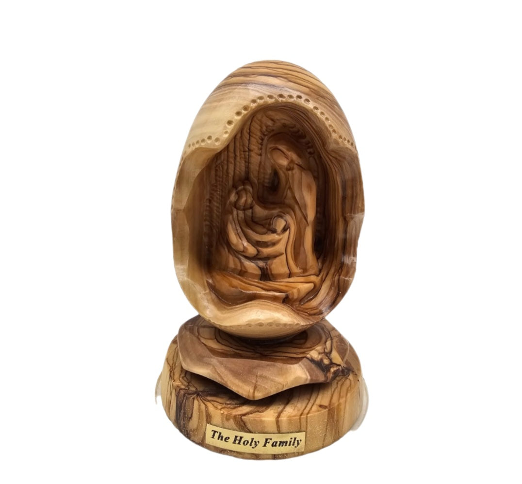 Heiliger Nest: abstraktes Olivenholz Heilige Familie Skulptur