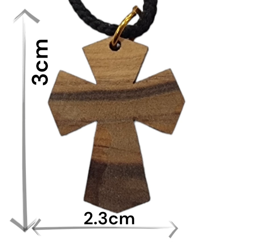 Heart Centered Olive Wood Cross Necklace  with Resin Embellishments