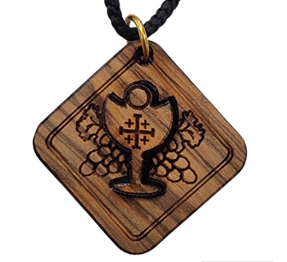 Holy Land First Communion: Olive Wood Jerusalem Cross Necklace