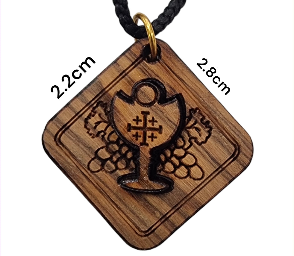 Holy Land First Communion: Olive Wood Jerusalem Cross Necklace