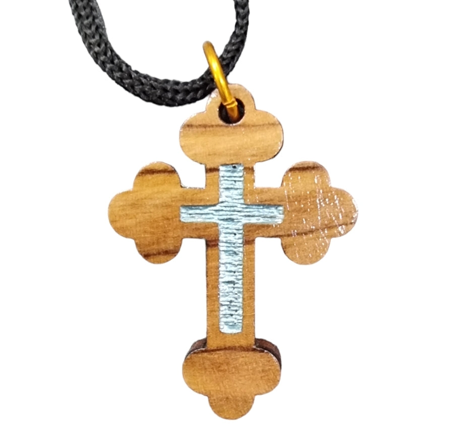 Rooted in Faith: Olive Wood Budded Cross Pendant