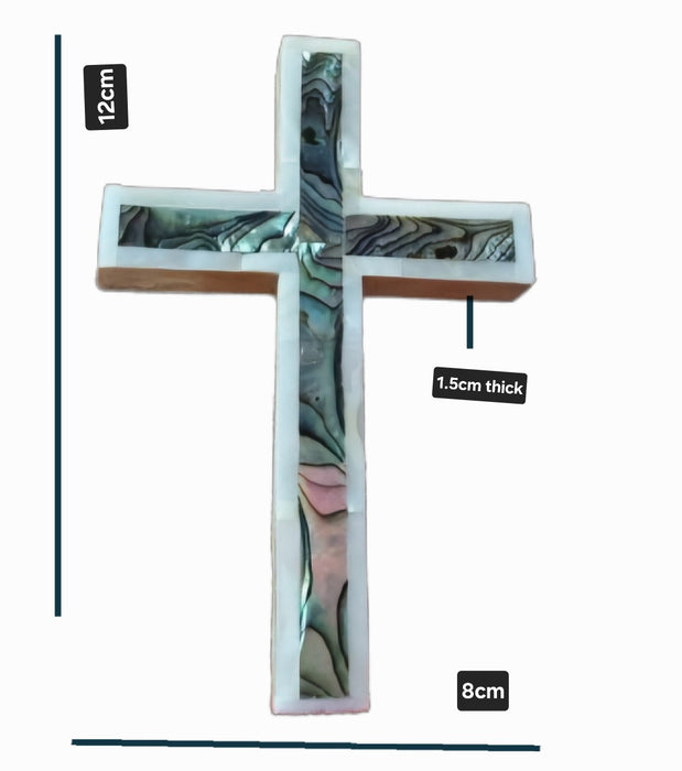 12 cm Mother of Pearl e Olive Wood Cross