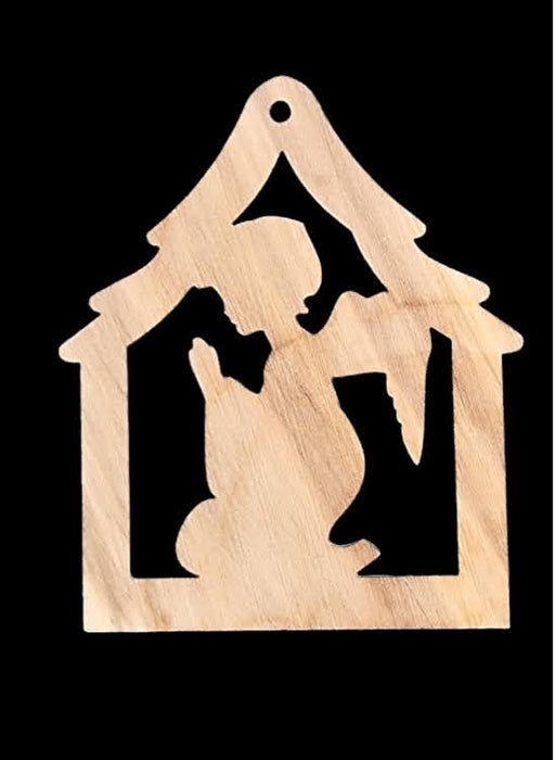 ange shaped crafts city Christmas wood ornament from bethlehem
