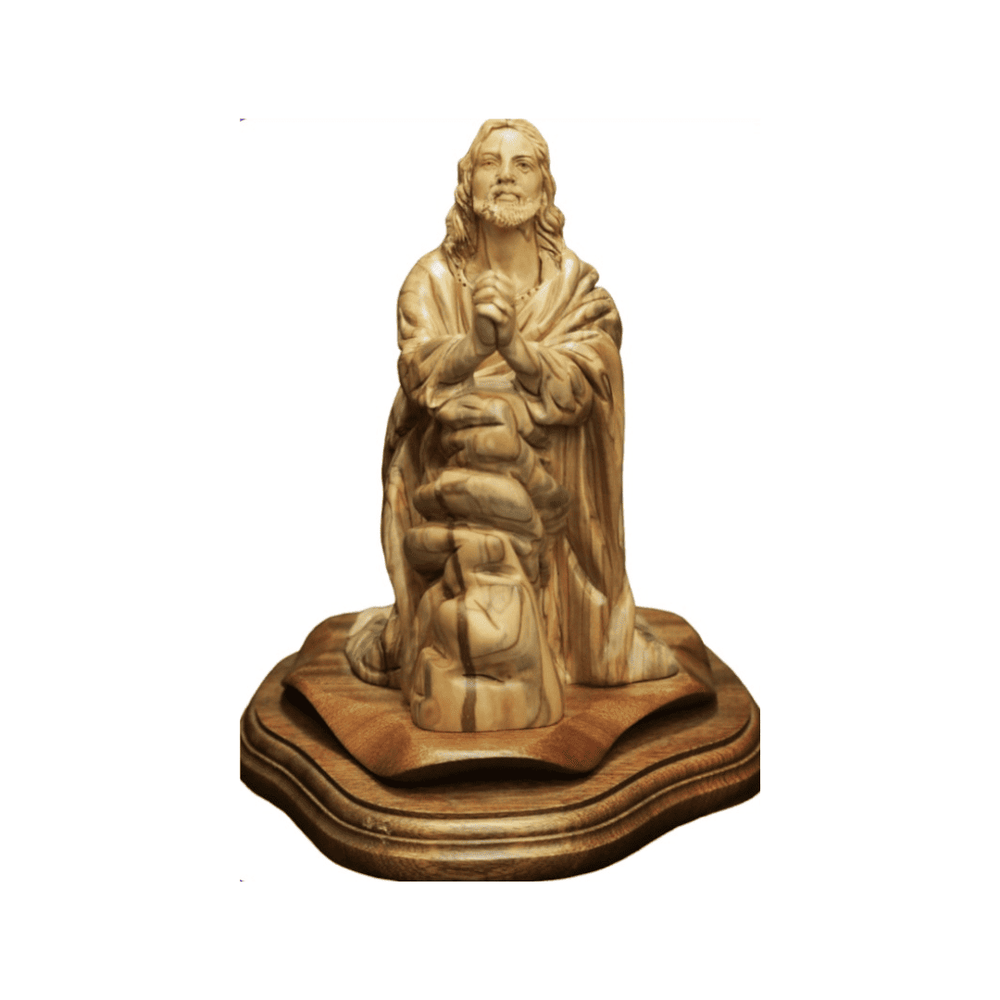Jesus in Holz geschnitzt: 21 cm Olivenholzskulptur Jesu in Gethsemane