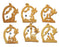 set of olive wood christmas ornaments in shape of palm tree