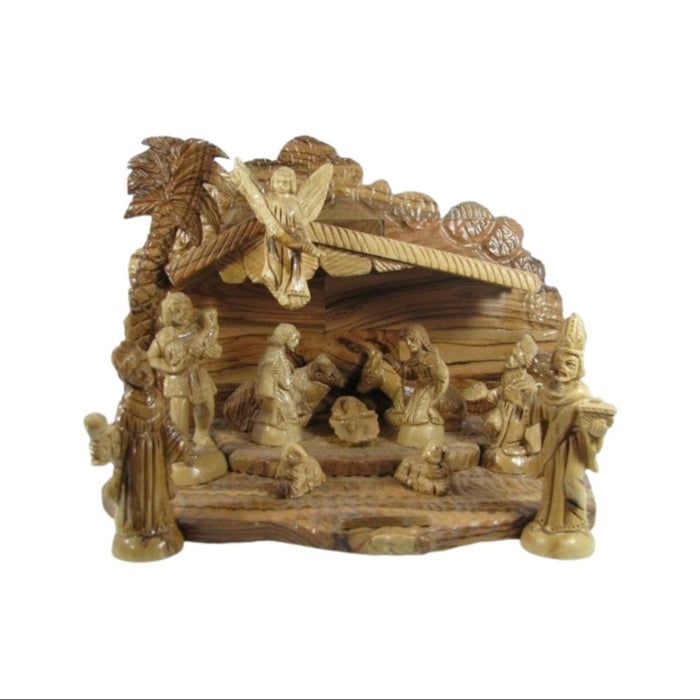 olive wood nativity set from Bethlehem depicitng the birth of Christ