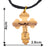 size view of  Jesus Silhouette Necklace, Olive Wood Cross From Bethlehem - wooden cross necklace