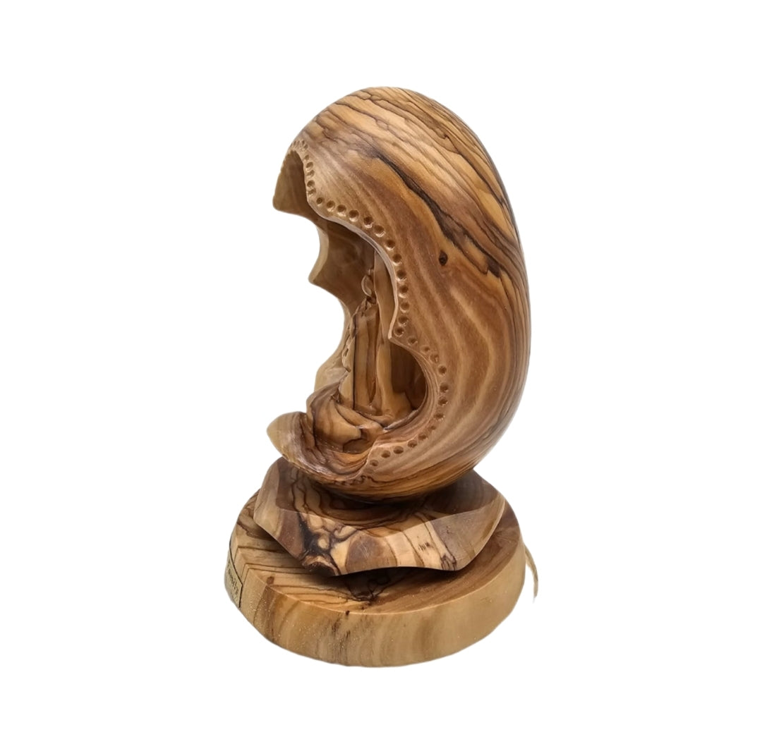 Sacred Nest: Abstract Olive Wood Holy Family Sculpture